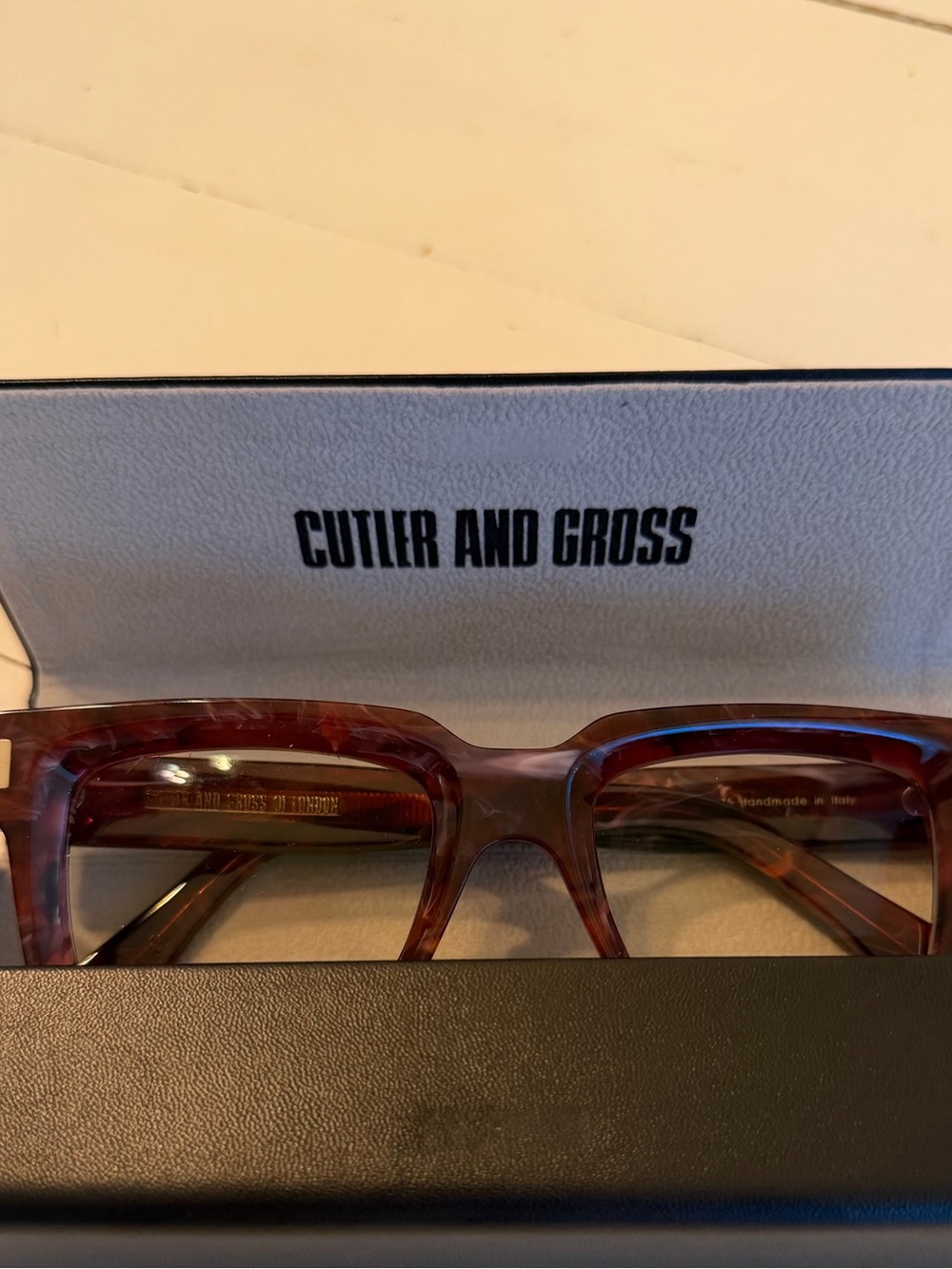 Cutler & Gross 1386 Burgundy Marble Eyeglasses 52-21-145 Italy